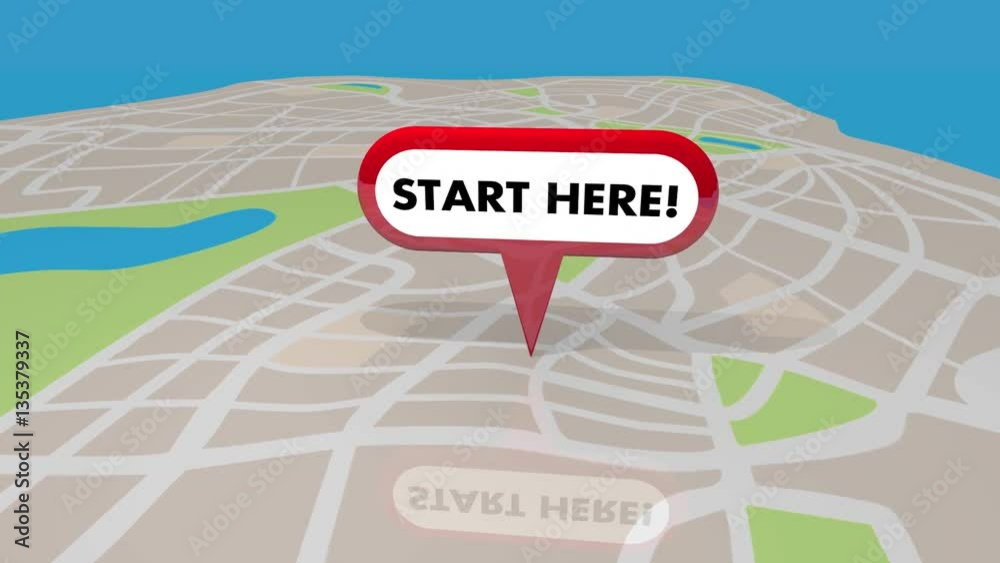 Start Here Pin Map Begin Spot Point 3d Animation Stock Video | Adobe Stock