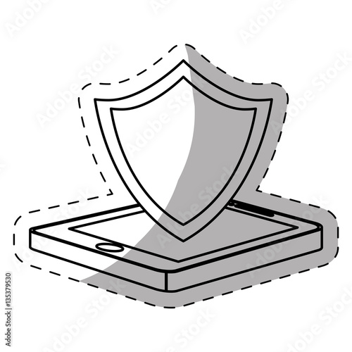 figure shield smartphone hosting icon image, vecto illustration