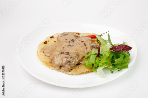 Beautiful meat dish on a white background