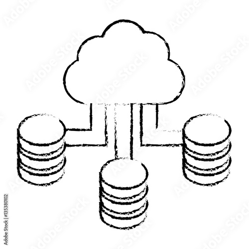 figure cloud hosting data center image, vector illustration