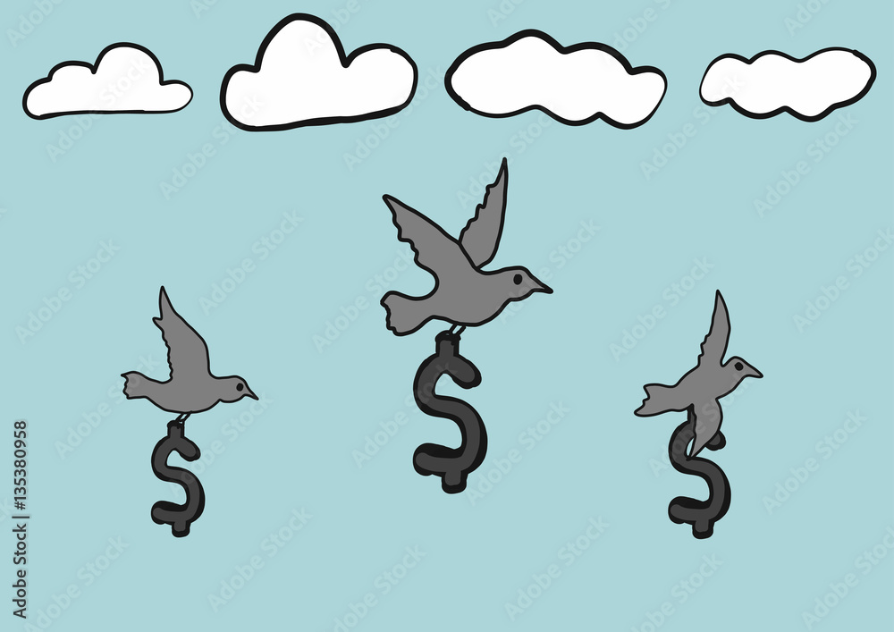 Birds Flying In The Sky Drawing