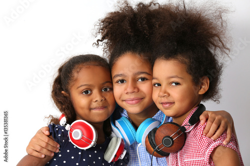 Three cute African girls wi...