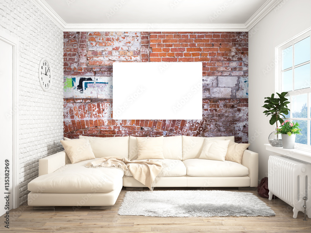 Fototapeta premium Modern bright interior . 3D rendering