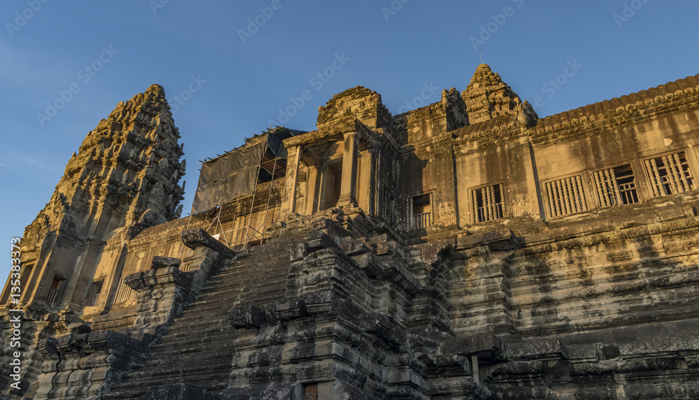 Temples near Angkor Wat in hot sunny evening