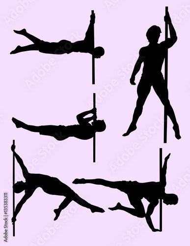 Sexy male pole dance silhouette. Good use for symbol, logo, web icon, mascot, sign, or any design you want.