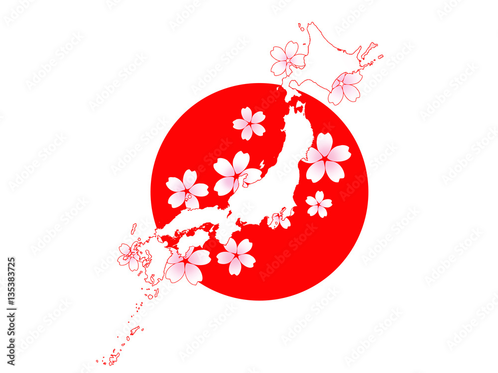日本観光 桜 日の丸 Stock イラスト Adobe Stock