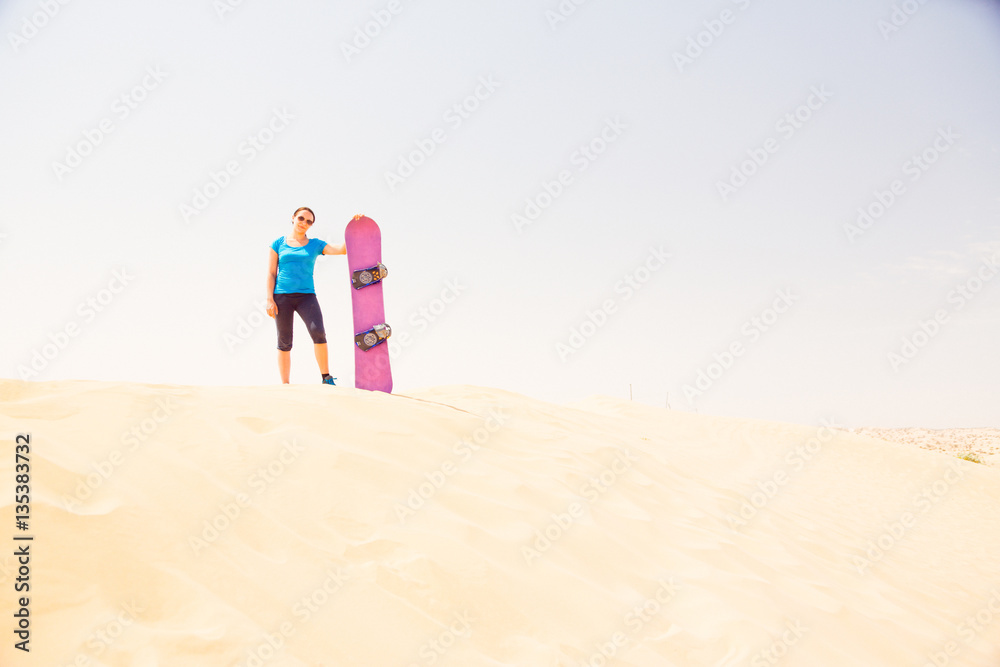 Tourist Sand Skiing In The Desert