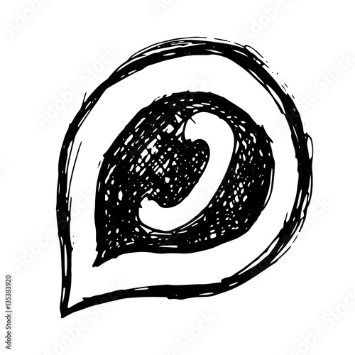 Phone handset in speech bubble hand drawn icon, vector illustration isolated on white background.