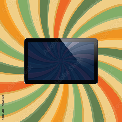 Digital tablet with shiny sensor screen. Electronic smart device. Mobile gadget.