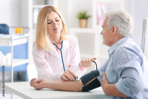 Doctor measuring blood pres...