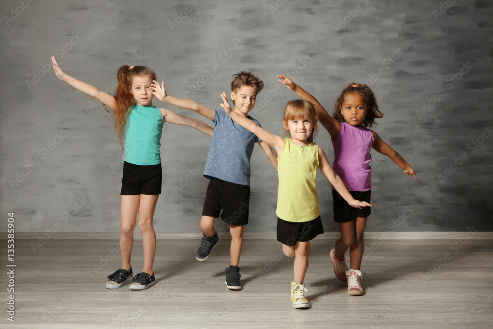 Cute funny children in dance studio