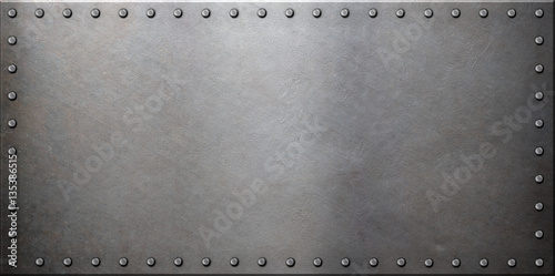 steel metal plate with rivets photo