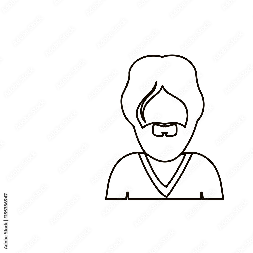 monochrome contour with half body man with beard without face vector illustration