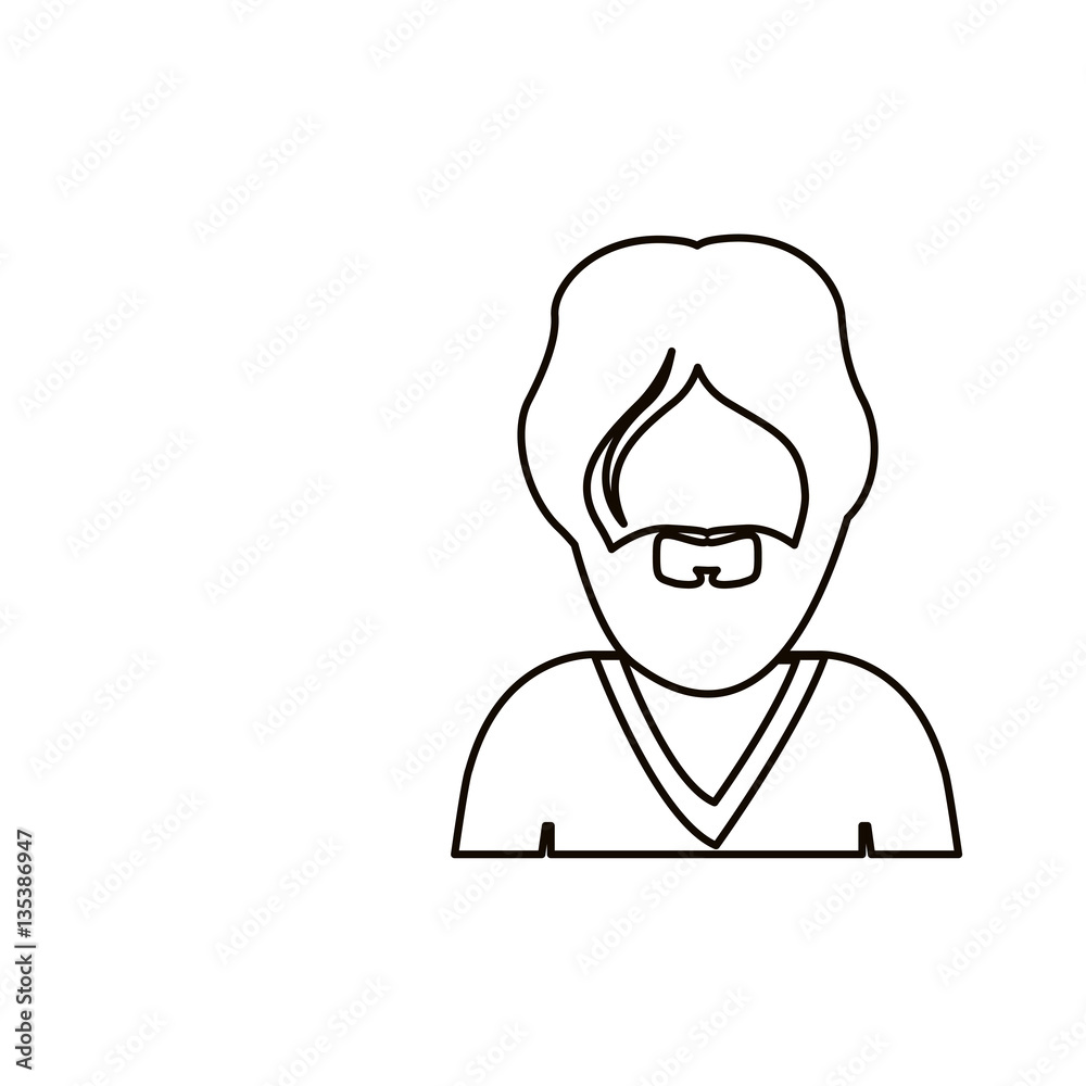 Obraz premium monochrome contour with half body man with beard without face vector illustration
