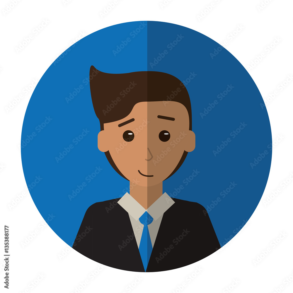 cartoon young man with suit tie employee shadow vector illustration eps 10