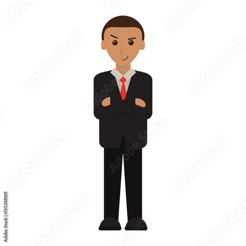 man business crossed arms suit necktie vector illustration eps 10