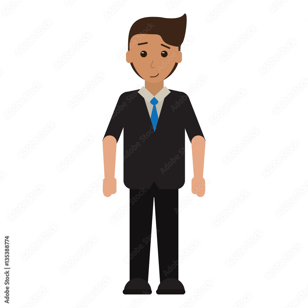 cartoon young man with suit tie employee vector illustration eps 10