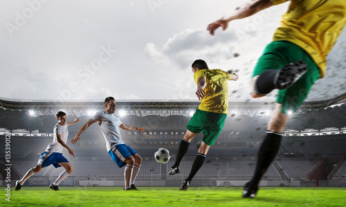 Hot moments of soccer match . Mixed media © Sergey Nivens
