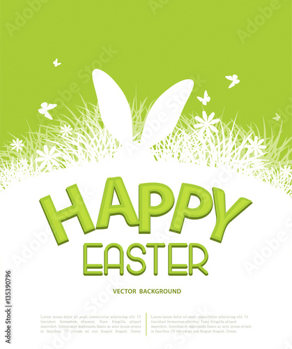Vector background for Easter. Template for brochure. Rabbit ears
