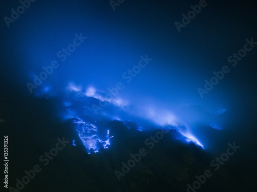 Blue fire of mount Ijen in Indonesia