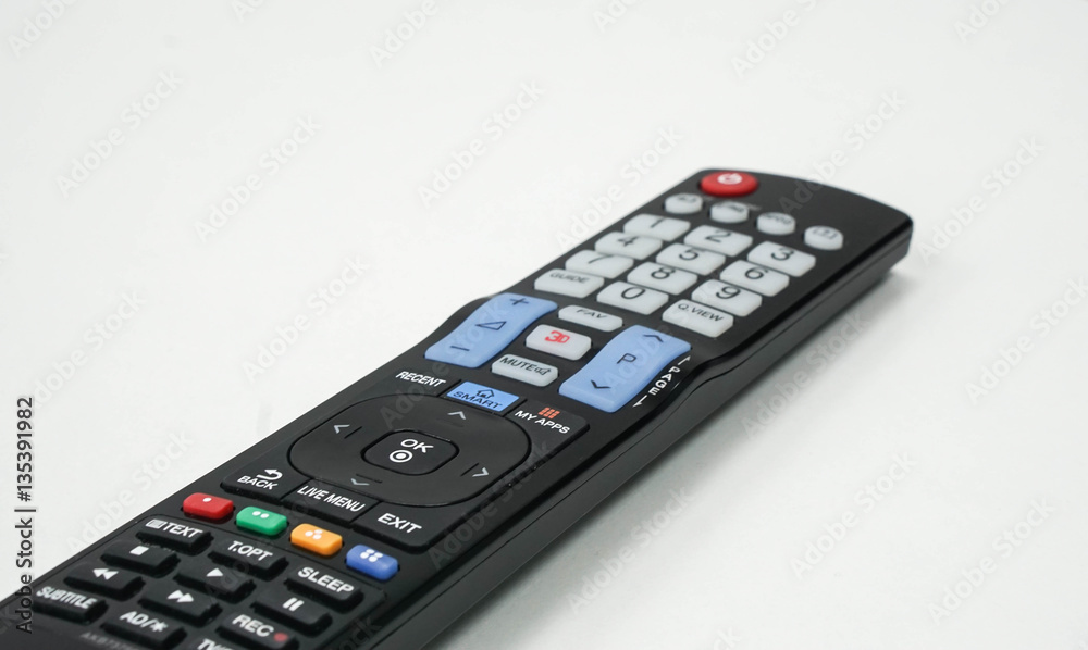 close up isolated smart TV remote control close up isolated smart TV remote control