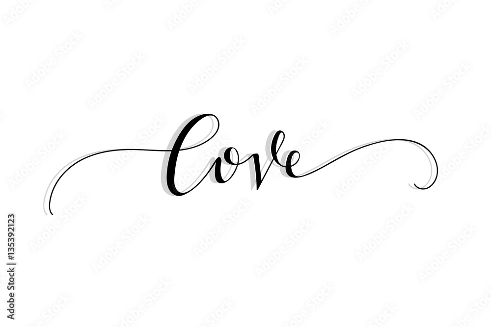 Valentine`s Day  hand drawn Lettering Design Set Vector illustration.
