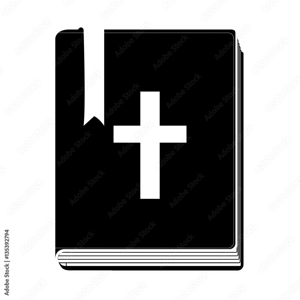 monochrome silhouette with holy bible with ribbon vector illustration monochrome silhouette with holy bible with ribbon vector illustration