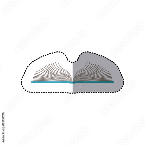 middle shadow color sticker with open book vector illustration