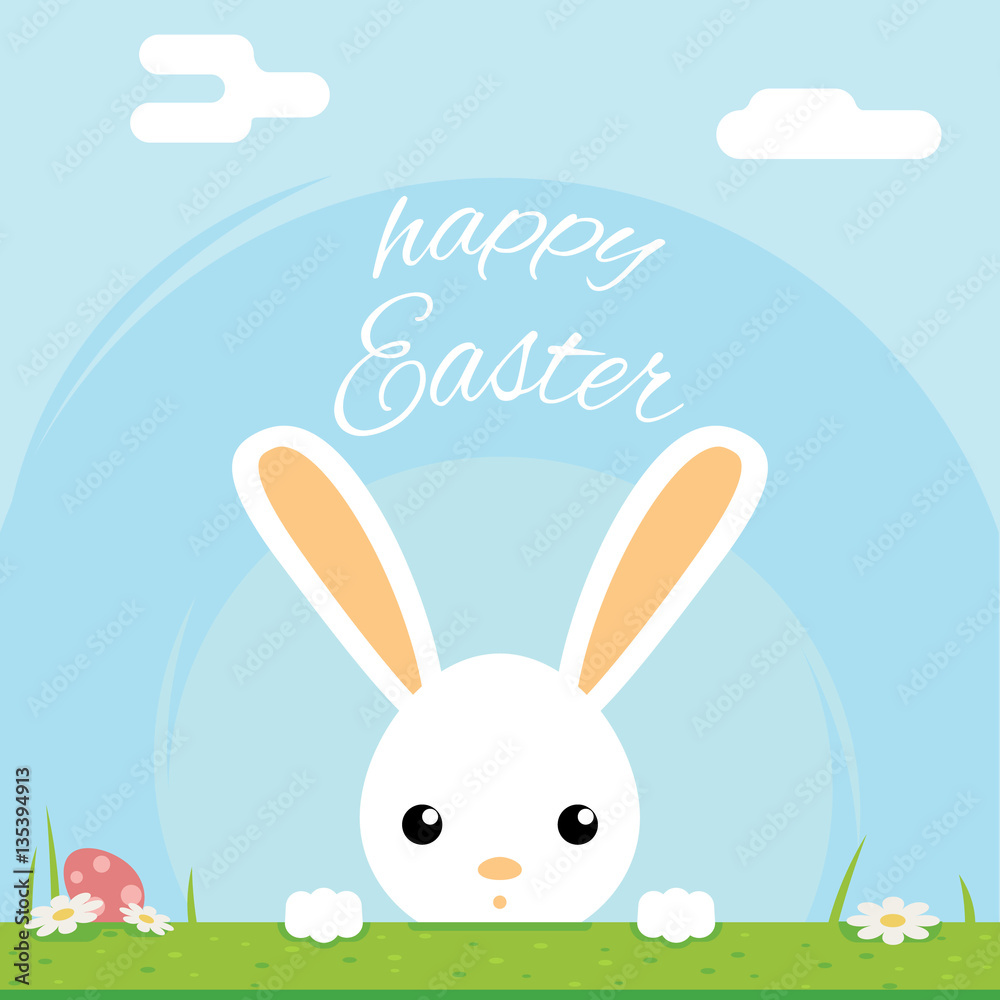 Easter bunny rabbit hole egg icon sky background template flat moble apps design vector illustration Easter bunny rabbit hole egg icon sky background template flat moble apps design vector illustration