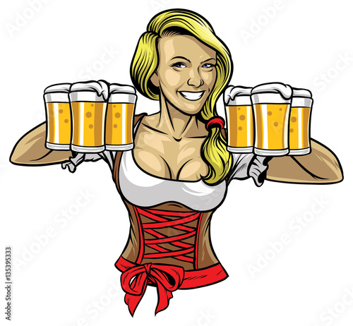 oktoberfest girl holding the beers