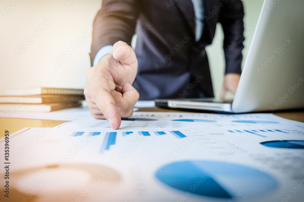 Working process startup. Businessman working with new finance pr