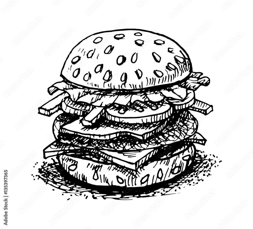 Hamburger hand drawing-illustration