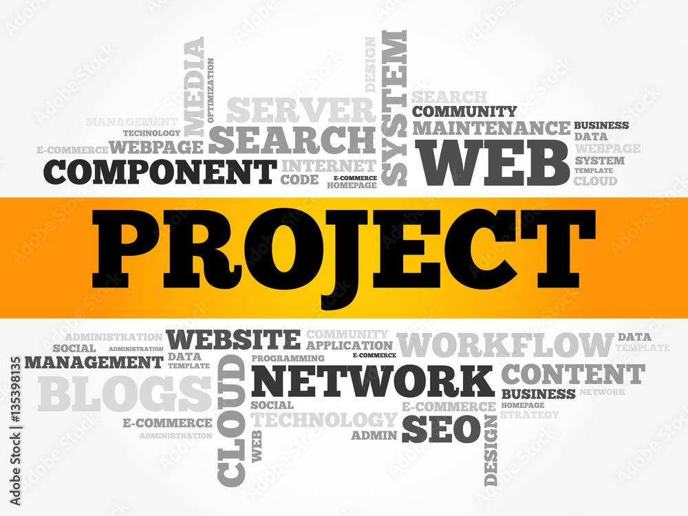 PROJECT word cloud collage, technology business concept background PROJECT word cloud collage, technology business concept background