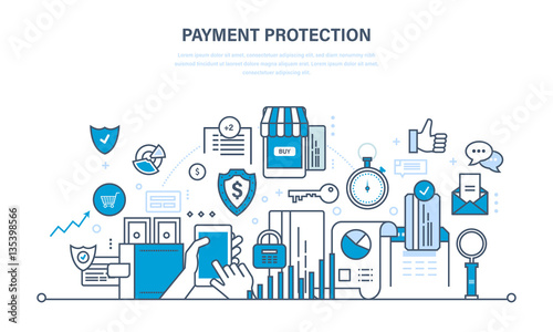Concept of illustration - protection, guarantee payment security, finance, deposits, purchases