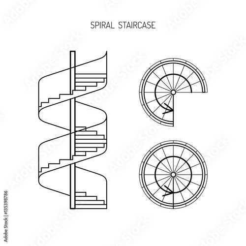 spiral staircase vector image in a linear fashion