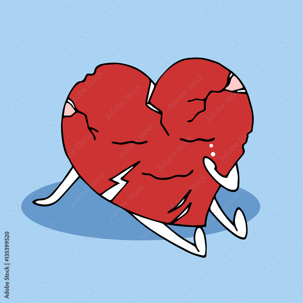 Broken Heart Symbol Hurt Pain Crying Vector Hand Drawn Stock Vector Adobe Stock