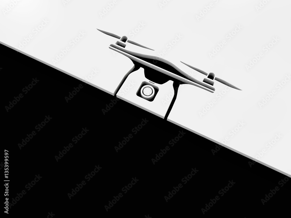 3d Illustration of drone black and white background 3d Illustration of drone black and white background