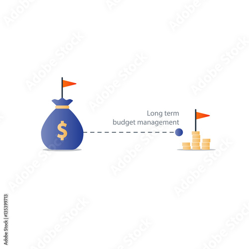 Distant future financial target, budget plan icon, yield money profit