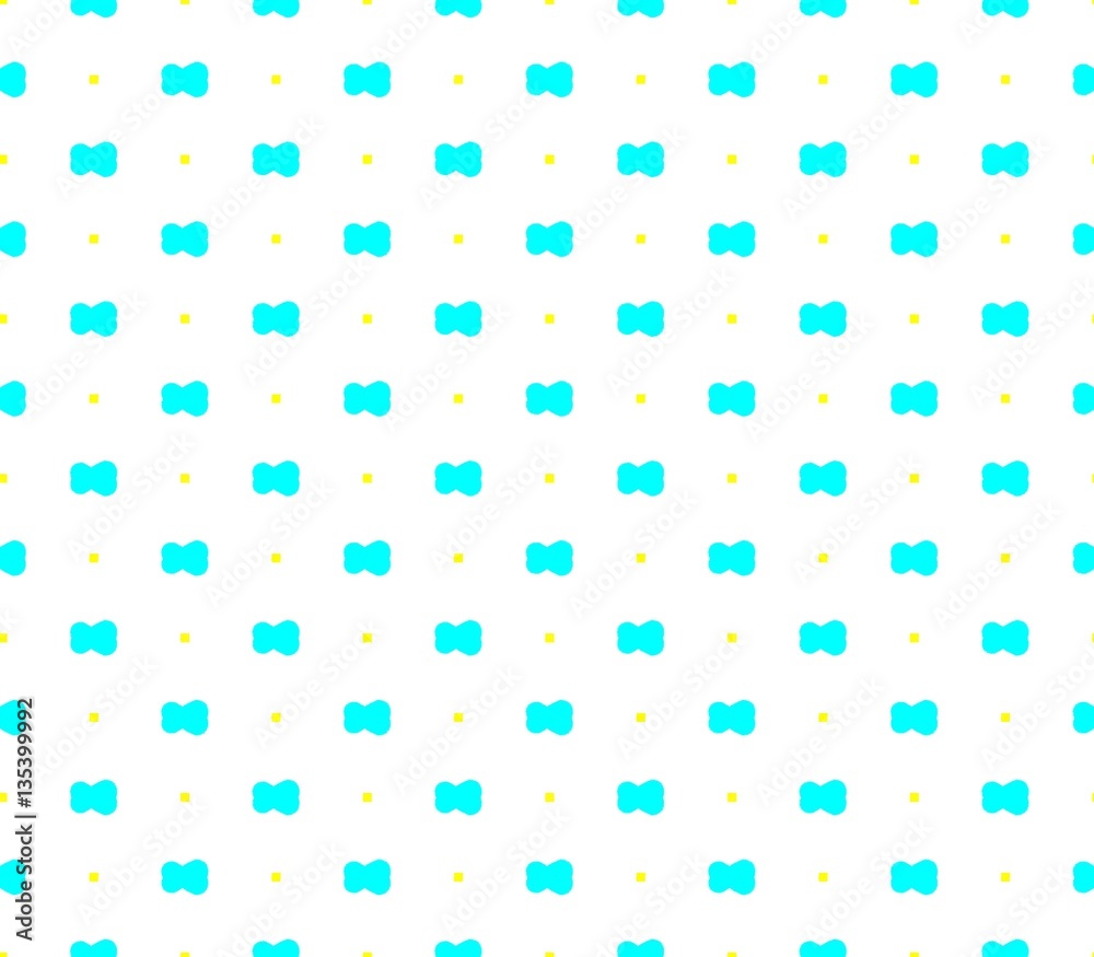 Abstract seamless white background with yellow squares and blue ribbons lined in rows to form a continuous pattern Abstract seamless white background with yellow squares and blue ribbons lined in rows to form a continuous pattern