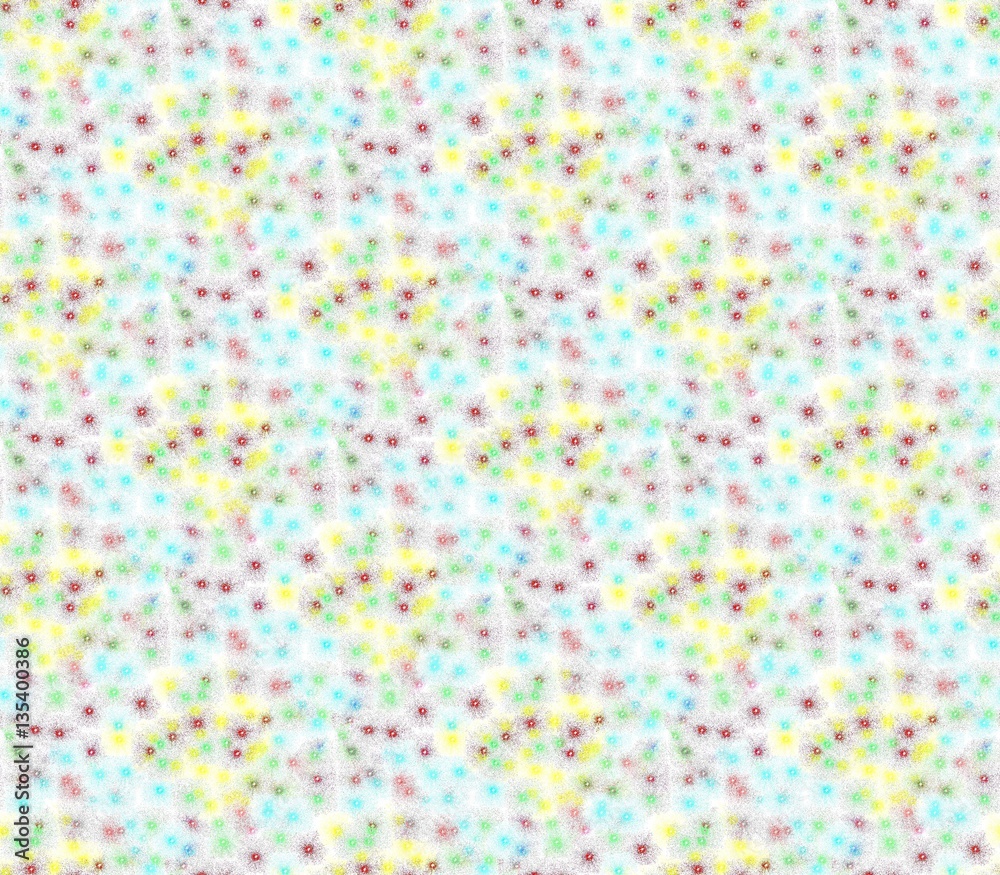 Abstract seamless white background of pink, green, blue and yellow colors have been laid out in groups and create the pattern rows