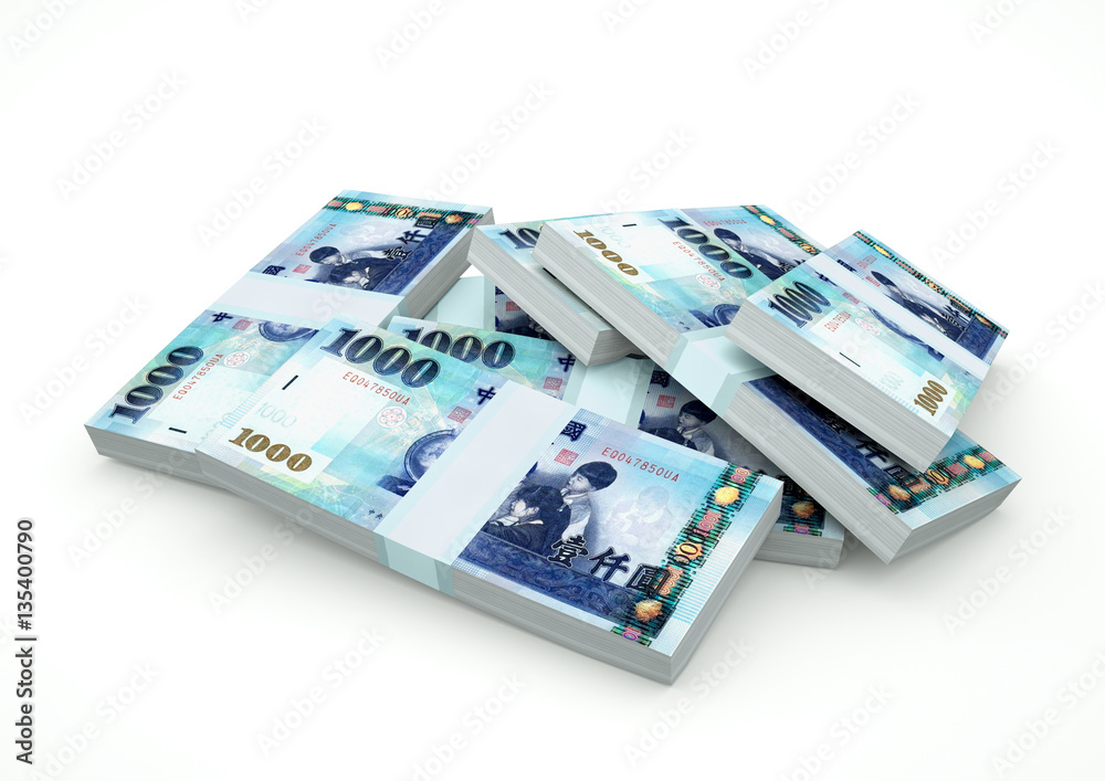 Stack of Taiwan Money isolated on white background Stack of Taiwan Money isolated on white background