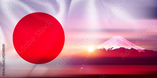 日本国旗富士山背景stock Vector Adobe Stock