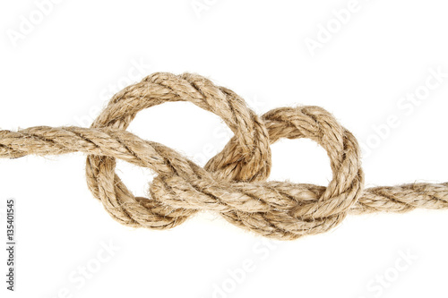 Close up of a rope on white background