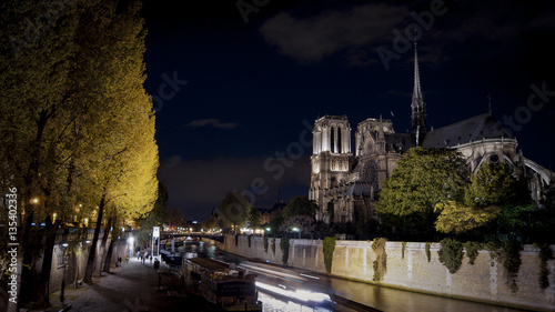 Cathedrale Notre Dame de Paris is a most famous cathedral (1163 - 1345) on the eastern half of the Cite Island