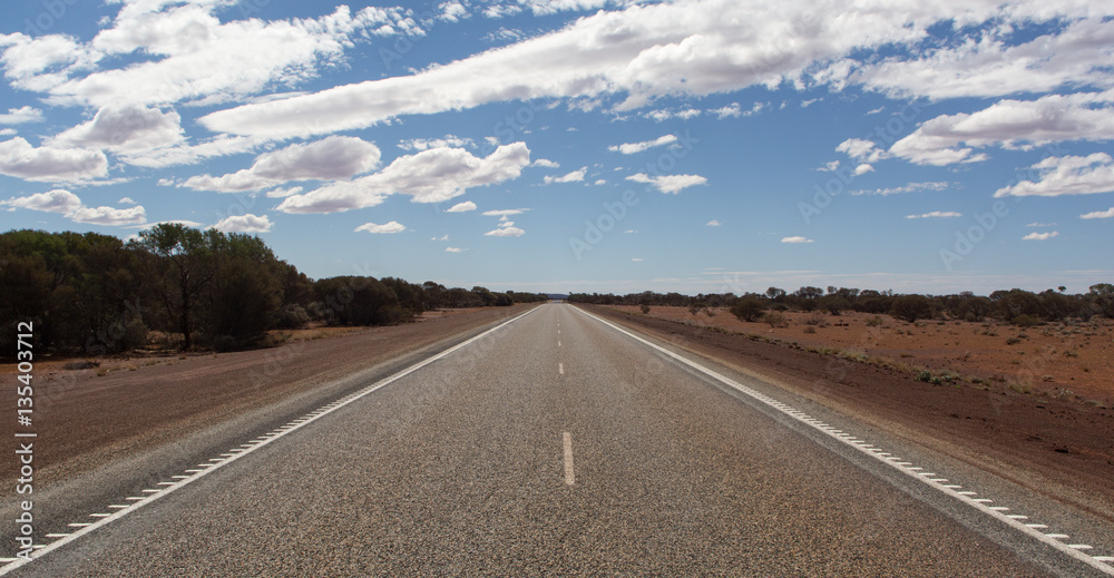 Straight road to horizon somewhere in the Australian Outback