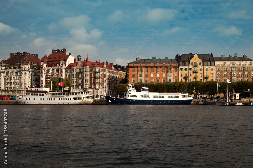 Waterways, boats and beautiful old buildings in Stockholm, Sweden