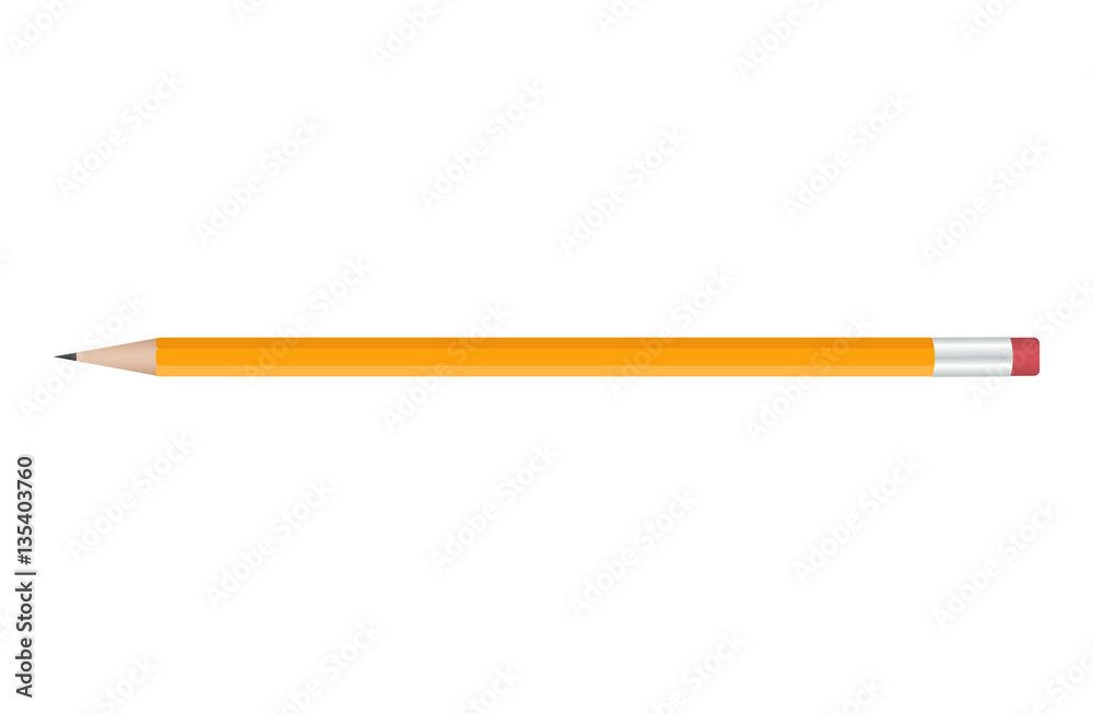 Yellow pencil on white background. Vector illustration. Yellow pencil on white background. Vector illustration.