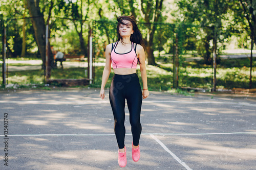 sports girl in park