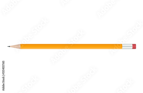 Yellow pencil on white background. Vector illustration.