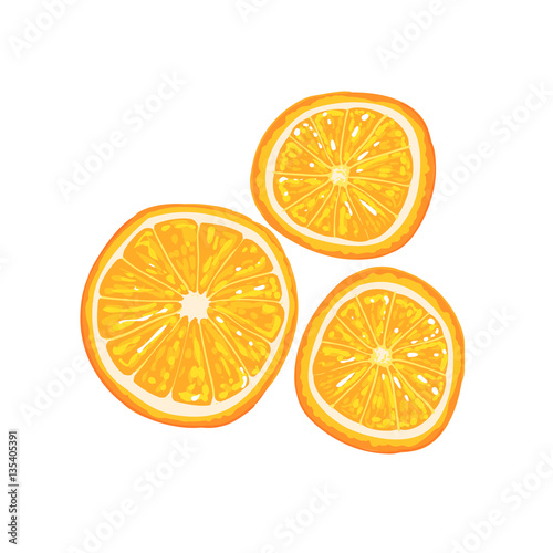 Half Of Orange Fruit And Orange Slice Next To It Cool Style Bright Illustration